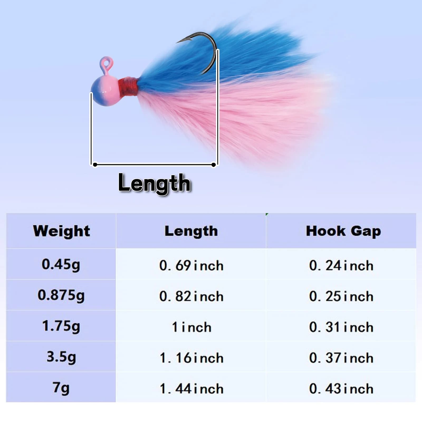 Haczyki jigowe Marabou Crappie wiązane ręcznie, 5 szt.