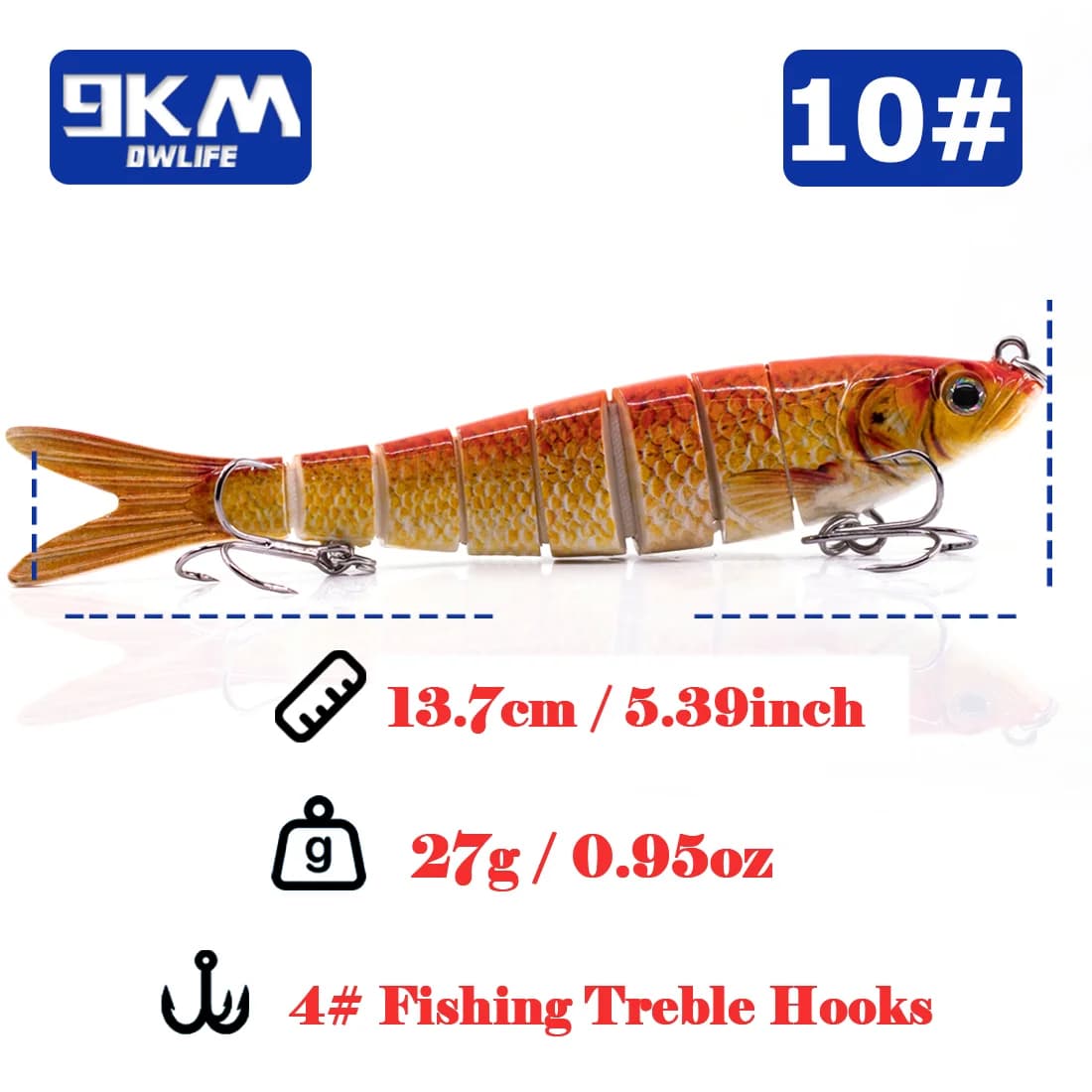 Wobler wieloczłonowy wolno tonący 27g