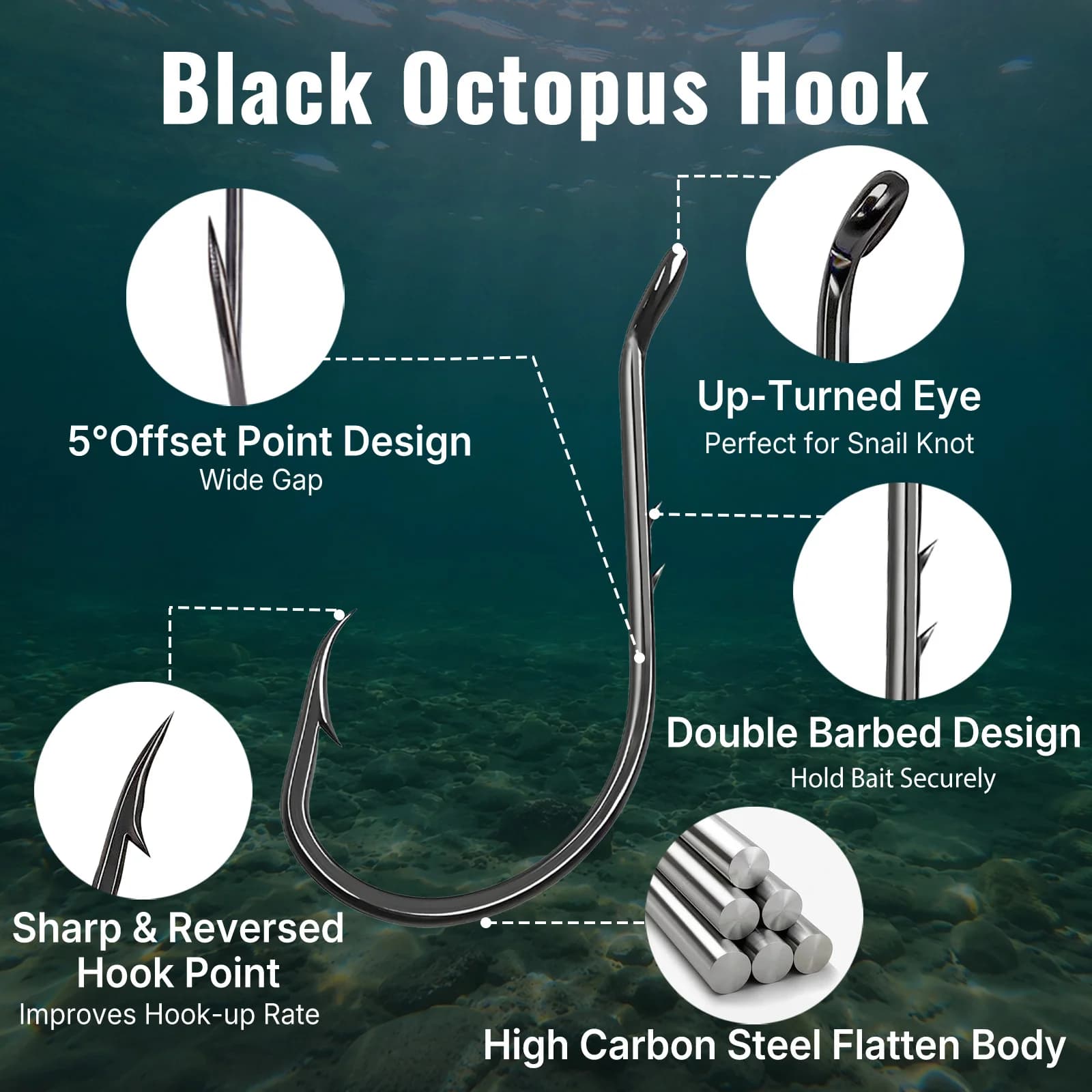 Haczyki do robaków Octopus Baitholder Worm Hooks, 50-200 szt.