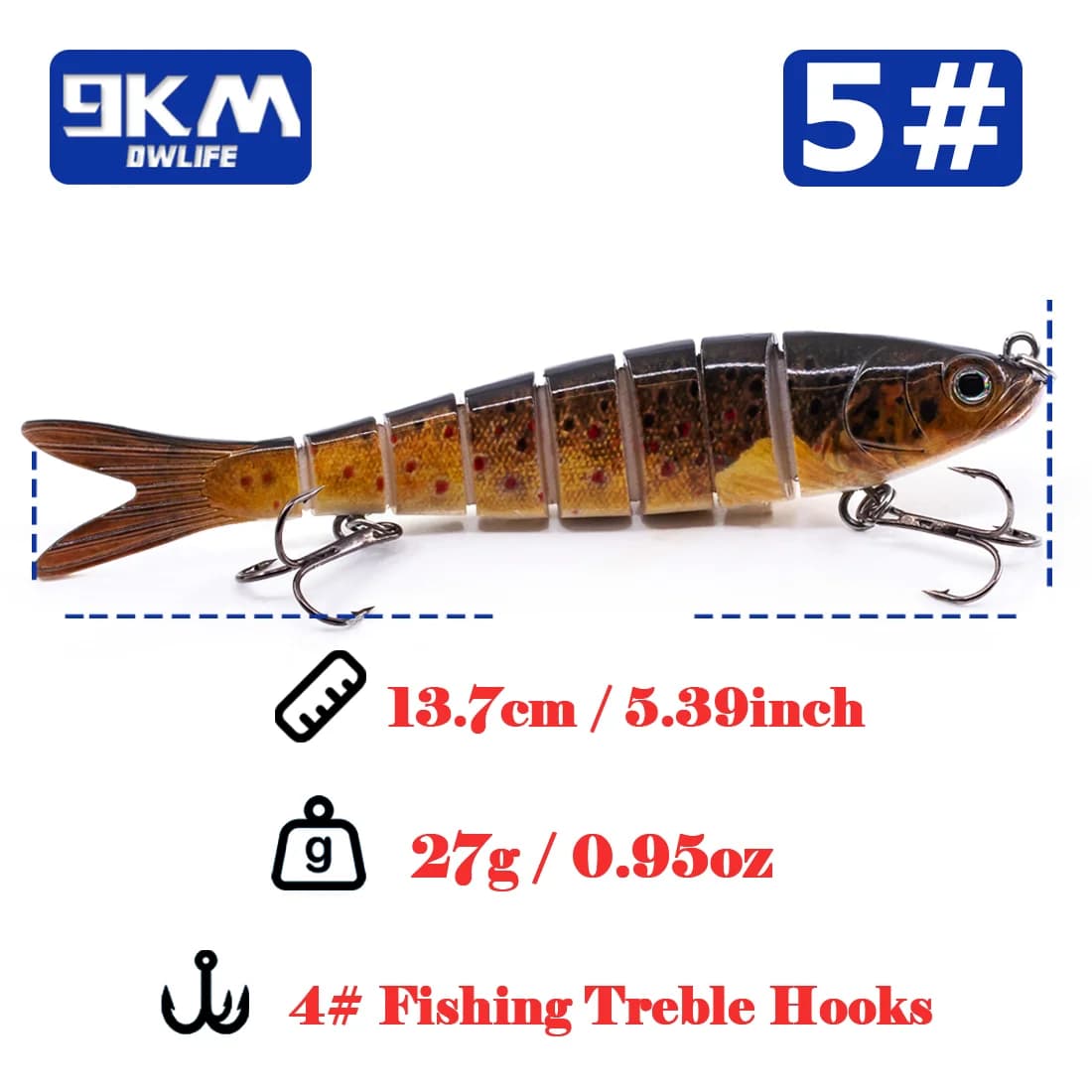 Wobler wieloczłonowy wolno tonący 27g