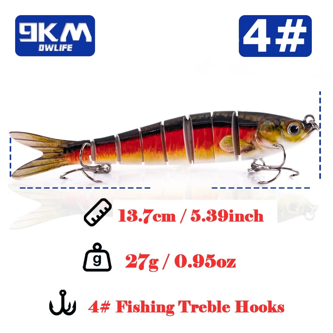 Wobler wieloczłonowy wolno tonący 27g