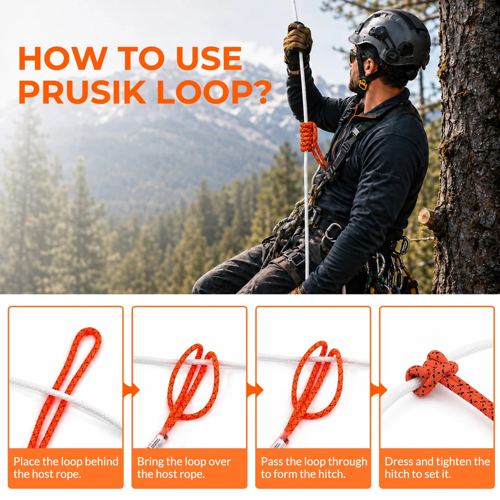 Gotowa pętla Prusika do alpinizmu i prac linowych