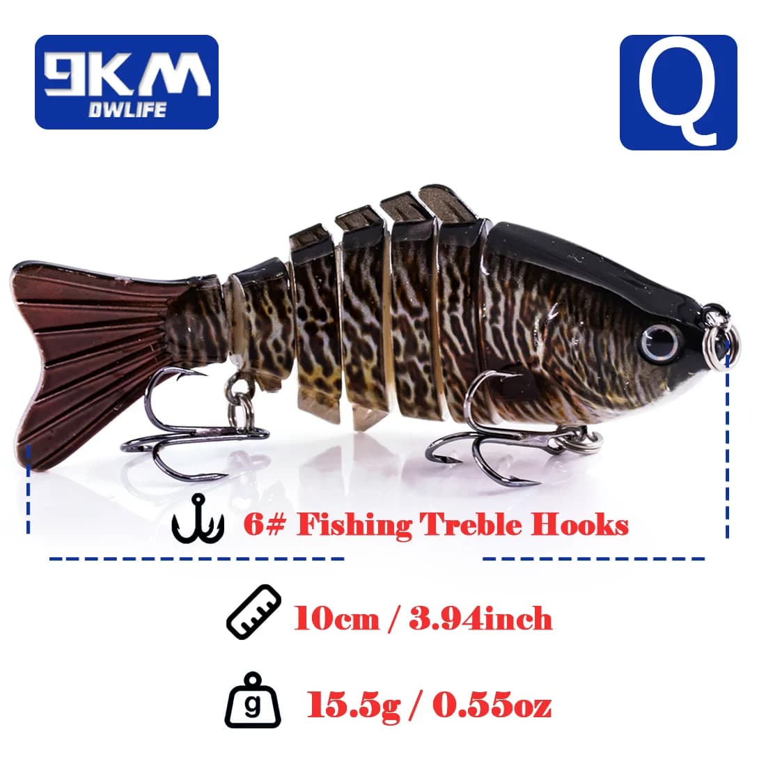 Wielosegmentowa przynęta swimbait powolnie tonąca, 10 cm