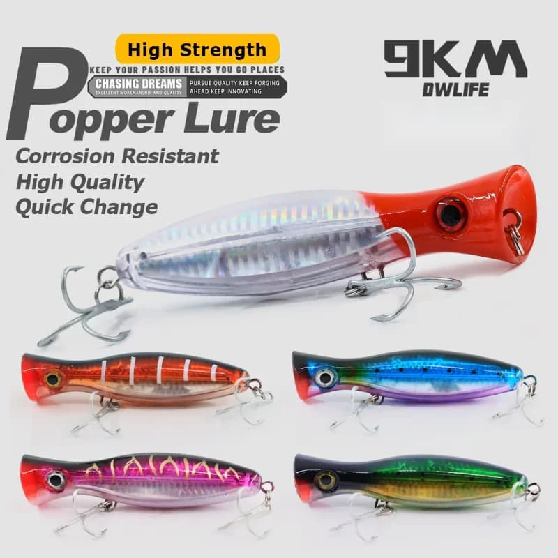 Popper Topwater 13cm do wody słonej z hakami kotwicowymi