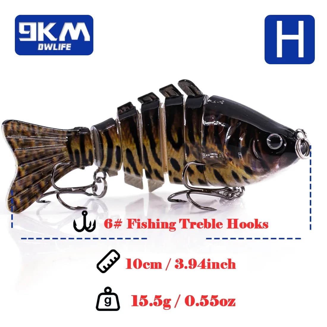 Wielosegmentowa przynęta swimbait powolnie tonąca, 10 cm