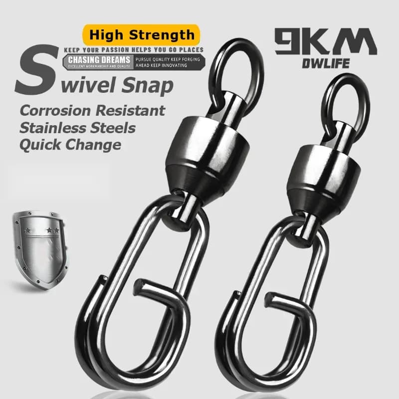 Krętliki z łożyskiem kulkowym i karabińczykami Power Clip