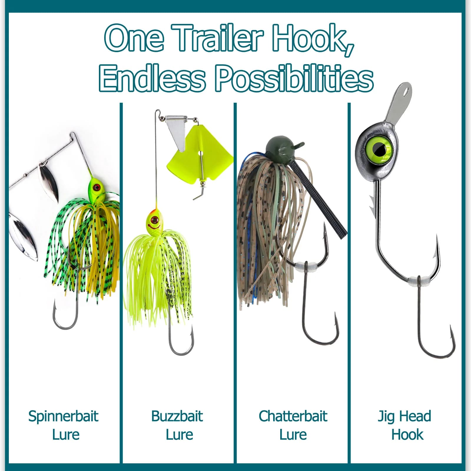 Haki pomocnicze (trailer hooks) do przynęt typu spinnerbait, 50-200 szt.