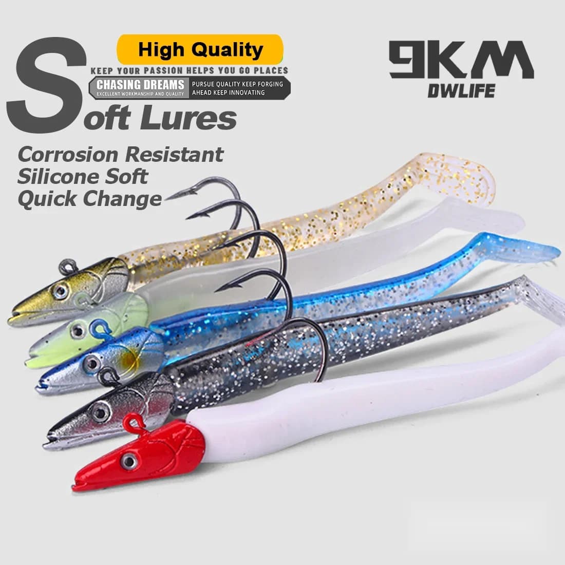 Miękka przynęta swimbait z główką jigową i haczykiem, 1-5 sztuk, 12,5 cm